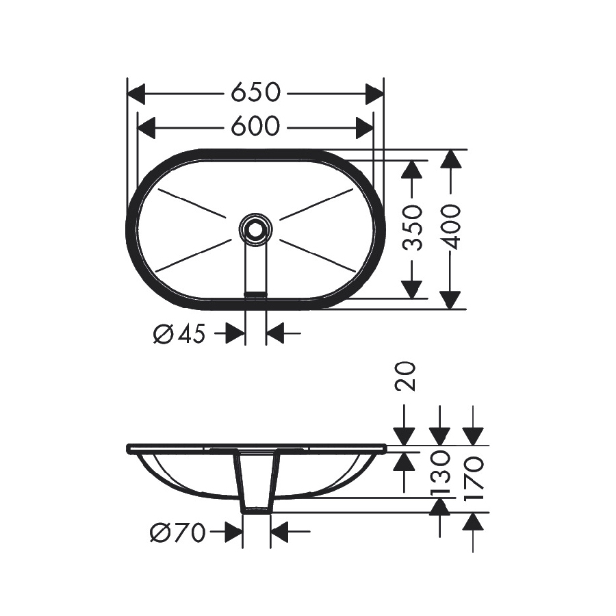 Chậu Lavabo âm HANSGROHE 22429