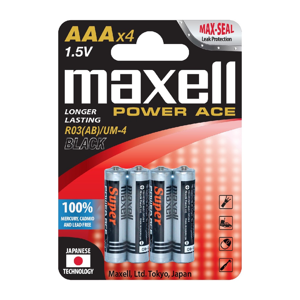 Pin Super Ace AAA vỉ 4 viên  MAXELL R03ABUMPRO