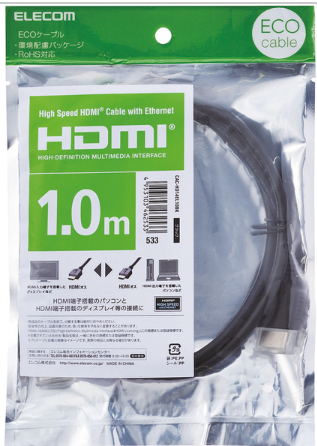 [CAC-HD14EL10BK] Dây cáp HDMI 4K2K, 3D full HD, 1.0m, φ5.5mm ELECOM CAC-HD14EL10BK