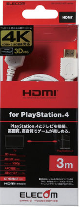 [GM-DHHD14ER30WH] Dây cáp HDMI (PS4) 4K2K, 3D full HD, 3.0m, φ5.8mm ELECOM GM-DHHD14ER30WH