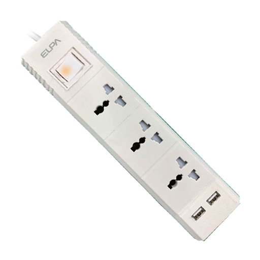 [ESU-VNC33] ELPA powertrip 3 way; 1 switch; 3m;  2xUSB ELPA ESU-VNC33